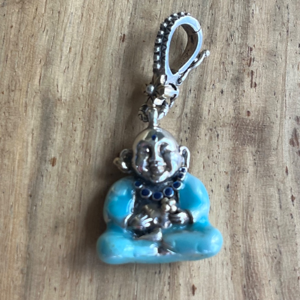 Vintage Buddha charm/enhancer by B Bixby sterling silver 18kt enamel - Picture 12 of 12
